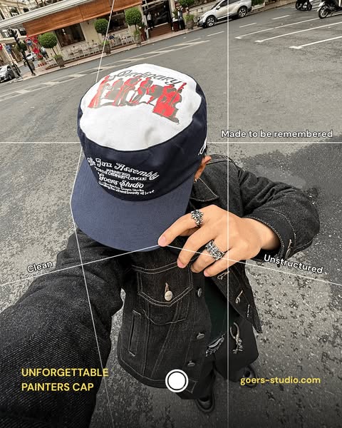 Unforgettable Painters Cap in White & Navy – Goers Studio