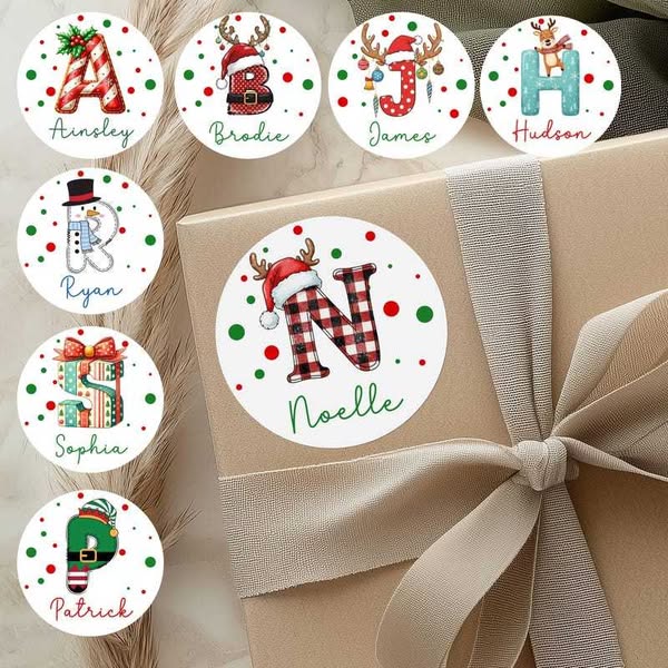 Personalized Christmas Gift Stickers, Name Gift Tag Stickers, Holiday Labels, Festive Stickers for Kids