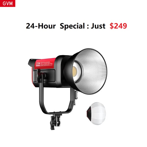 GVM PRO-SD300B 300W Bi-Color Monolight V-mount Mesh Bluetooth（Includes