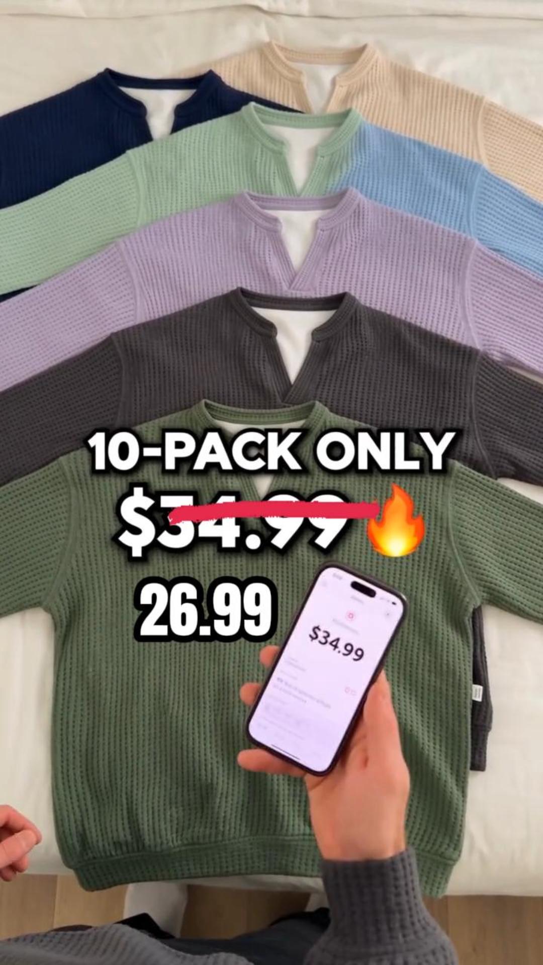 10-PACK WAFFLE TEES — ONLY $26.99