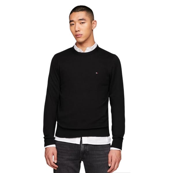 Ανδρικό πουλόβερ Pima Organic Cotton Cashmere Crewneck Sweater σε μαύρο χρώμα της εταιρείας TOMMY HILFIGER.