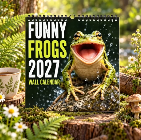 Funny Frogs 2027 Wall Calendar – Cute Humorous Frog Calendar, Quirky Amphibian Gift, Nature & Wildlife Decor - Buy 1