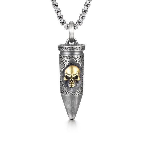Vintage Skull Bullet Pendant