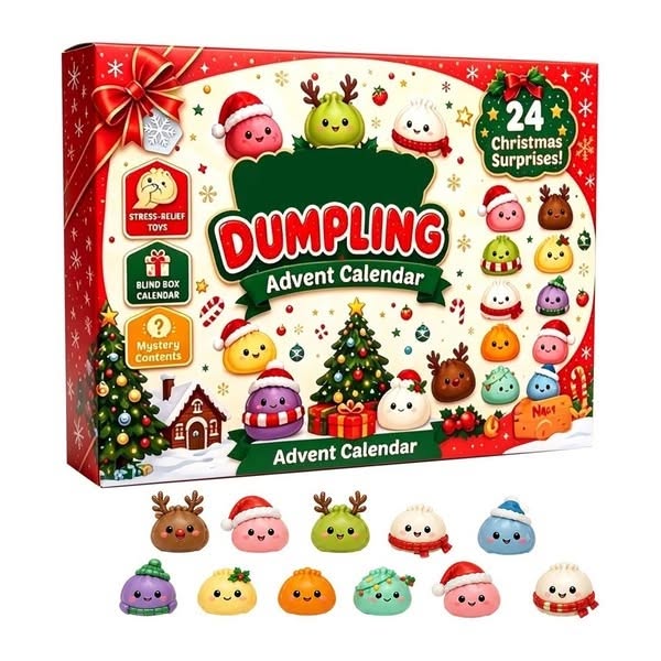 Christmas Dumpling Squishy Advent Calendar 24 Cute Surprise Fidget Toys - Mystery Dumpling