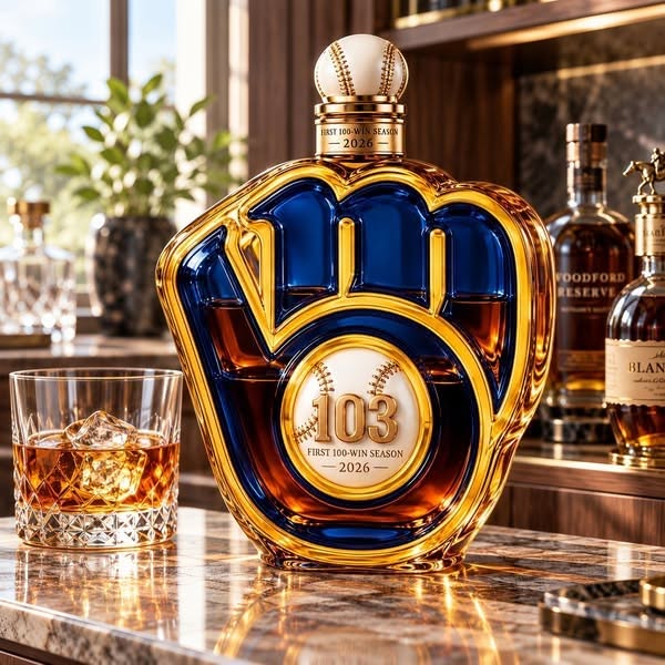 This Is My Crew! Brewers First 100-Win Season Commemorative Whiskey Bottle