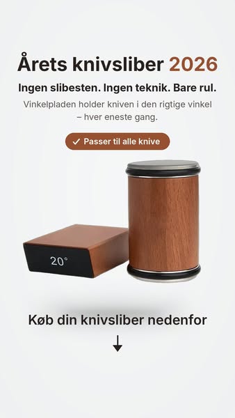 Årets knivsliber 2026, nu til super-tilbud. Gør det til en fornøjelse at stå i køkkenet! Forvandl alle dine knive derhjemme til professionel