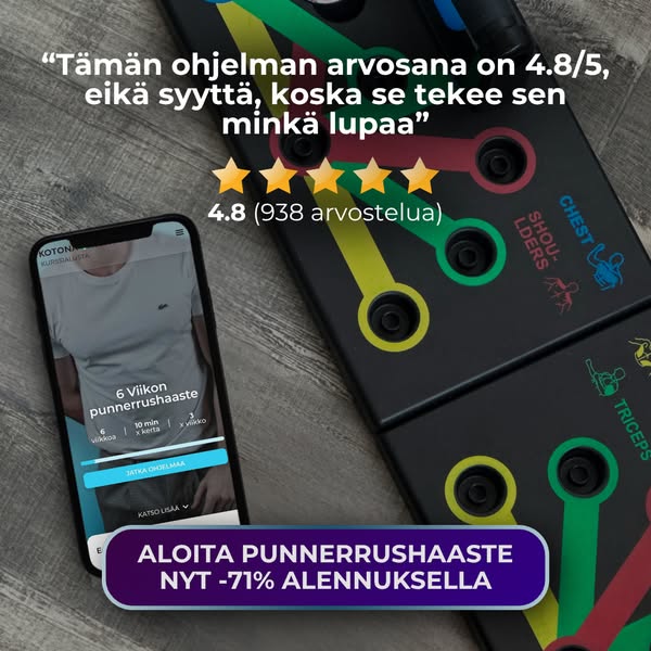 Aloita punnerrushaaste - nyt vain 49€ (norm. 169€)