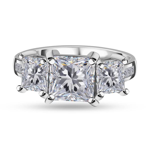 €114.99 | Moissanit Ring, 925 Silber platiniert, , ca. 3.33 ct