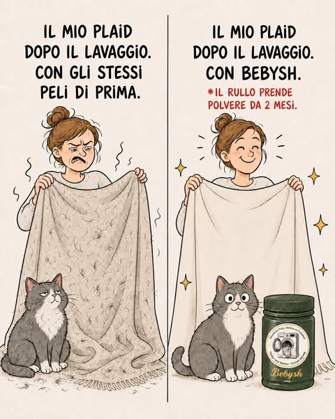 Lo stesso plaid, la stessa lavatrice. Prima usciva con tutti i peli di prima.