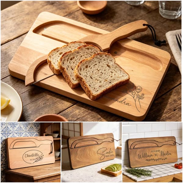 Personalized Wooden Bread Slicer