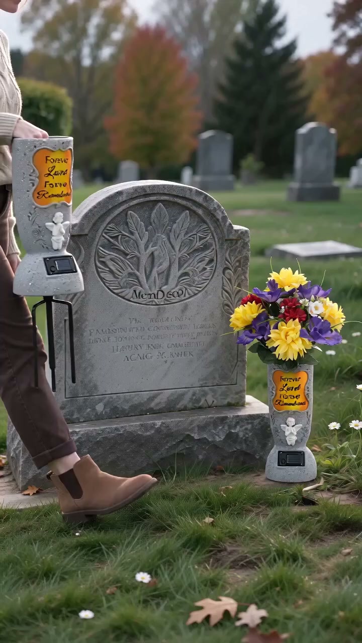 Solar Cemetery Grave Vase - Memorial Gifts For Loss Of Loved One