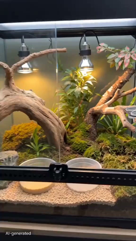 Double Reptile Feeding Ledge with Bowls – Stable Mount, Easy Clean