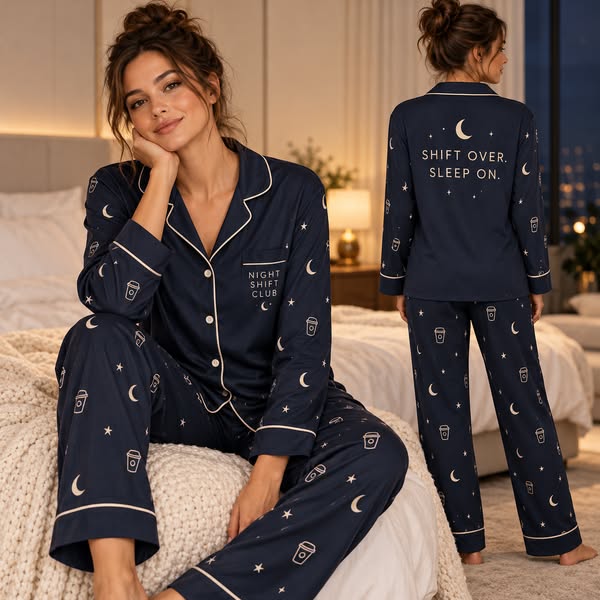 Nurse Night Shift Satin Pajamas Set