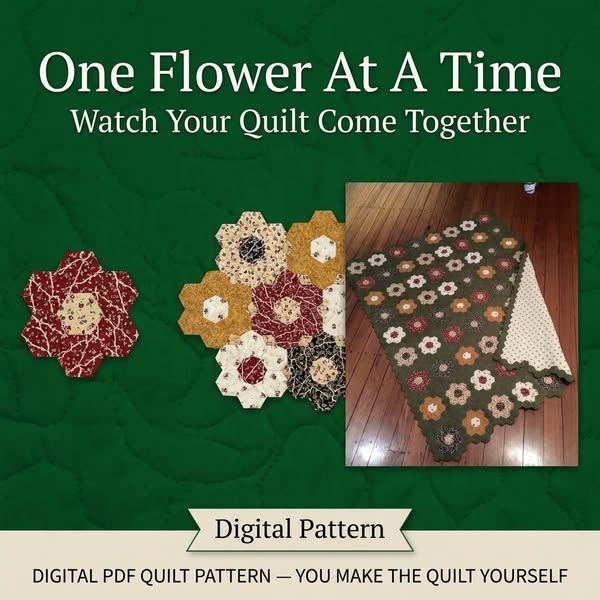 Grandmother's Flower Garden Hexagon Quilt