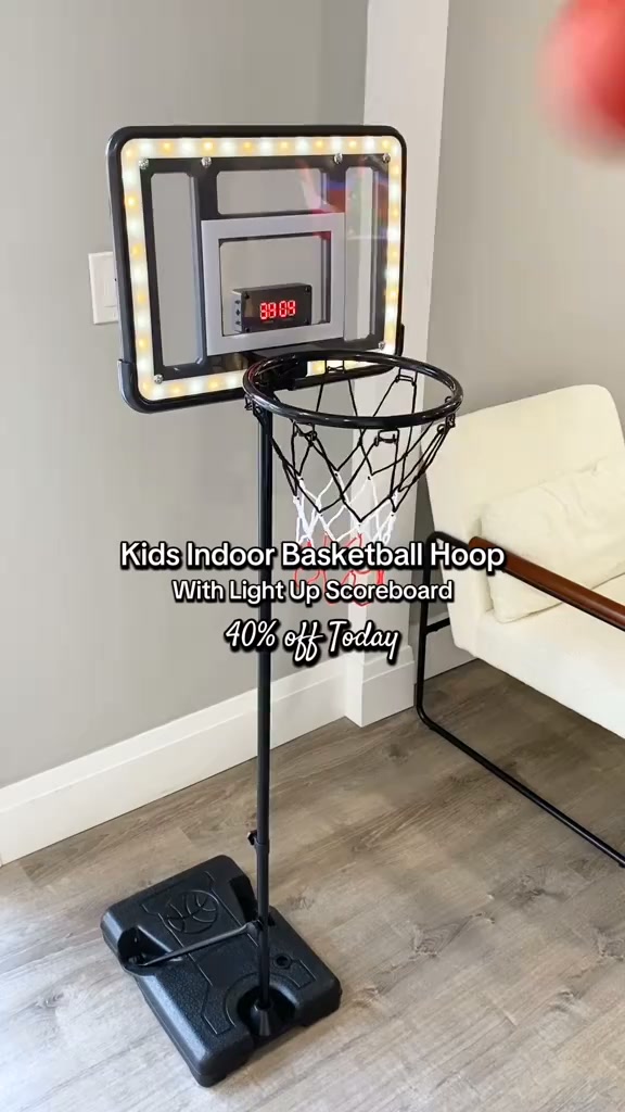 Adjustable Kids Basketball Hoop | Timer & Stable Base