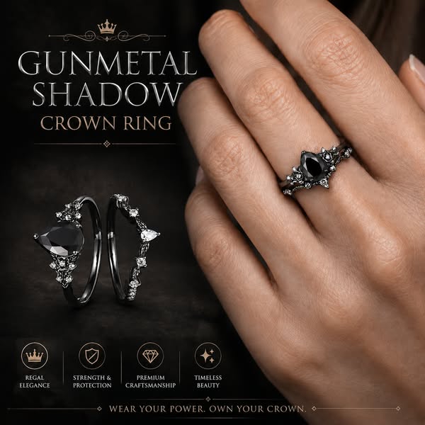 Gunmetal Shadow Crown Ring