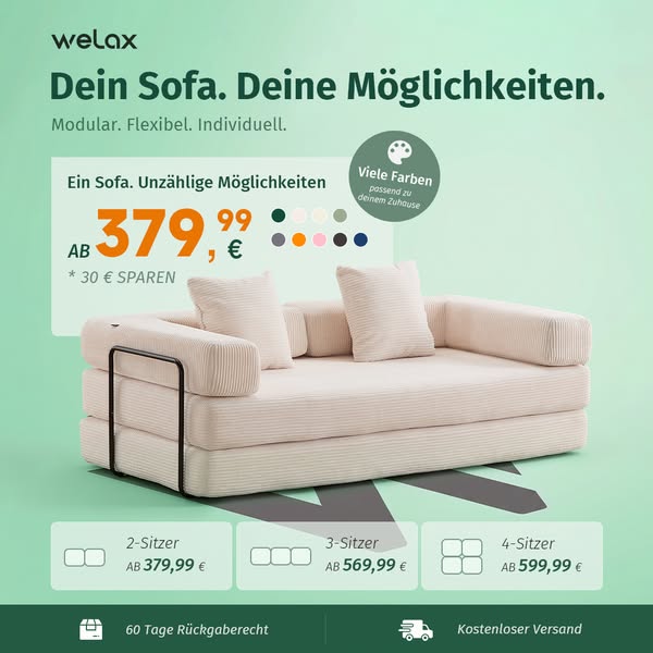 Atlas 2-Sitzer Komprimiertes Modulares Sofa