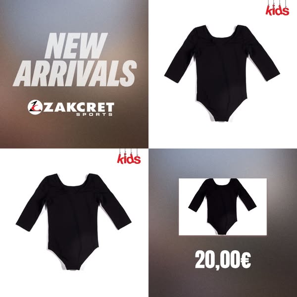 GO DANCE GIRLS LEOTARDS 3/4 SLEEVE 9991-BLK Μαύρο