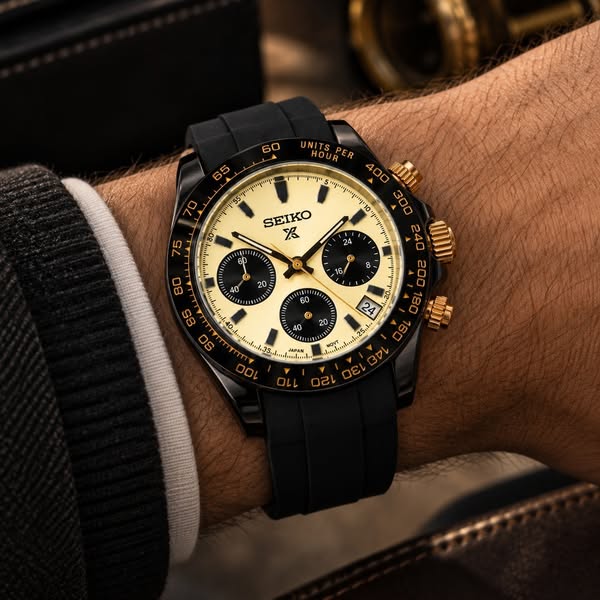 Custom Seiko Champagne Racing Chronograph Date Display Mod Watch