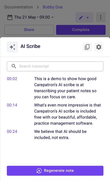 AI Scribe. Included. Not extra.