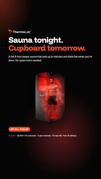 ThermoLab 6FT Pro Steam Sauna | 1200W Stand-Up | Infrared LED