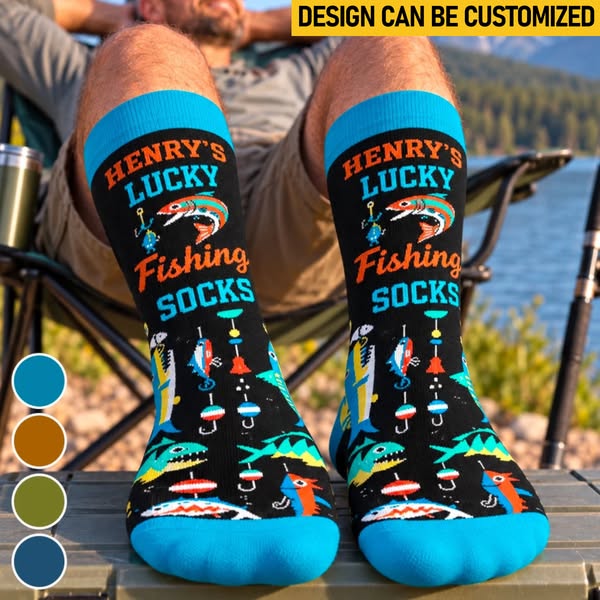 Custom Crew Socks - Personalized Birthday Fishing Gifts For Fisherman