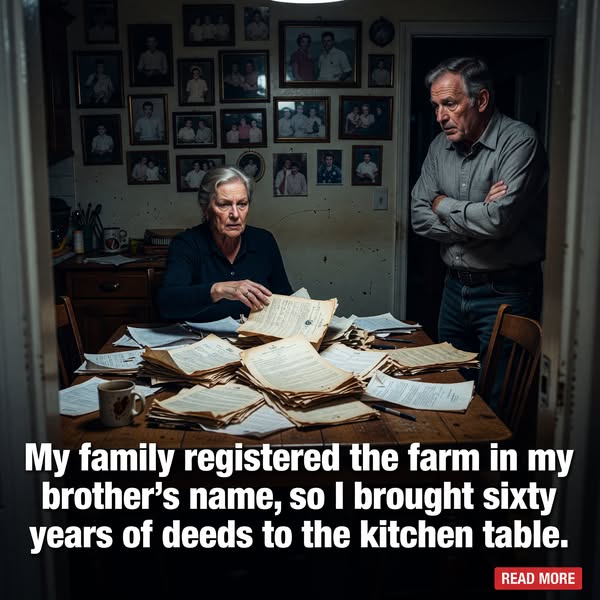 My family registered the farm in my brother's name, so I brought sixty years of deeds to the kitchen table
