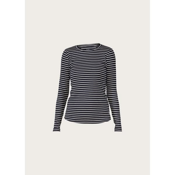 Ditte Striped Rib Tee - Black w/Ecru