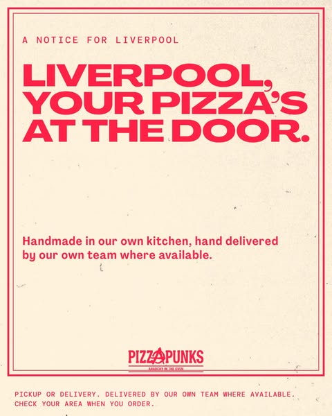 Liverpool, pizza's at your door