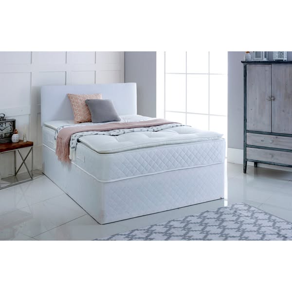 Pillowtop Divan Bed Set With Pocket Mattress And Headboard