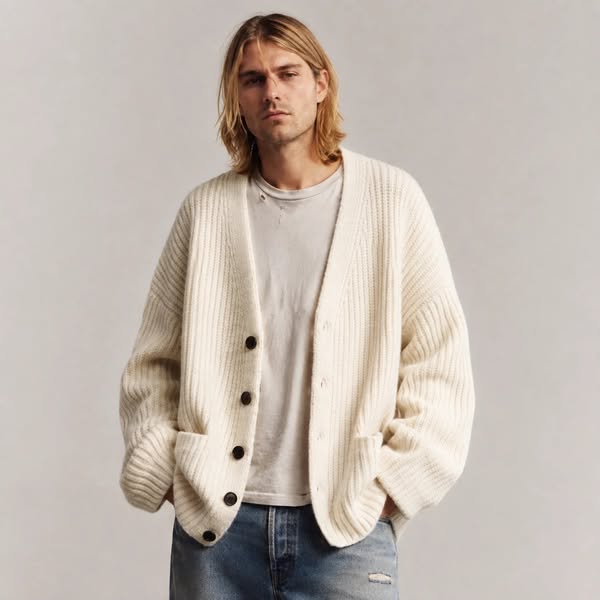 The cardigan between shirt and coat