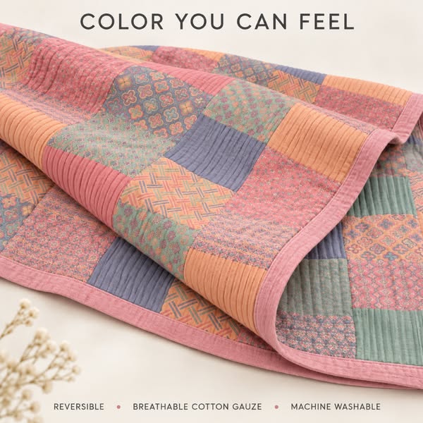 Colorful Cotton Square Quilt