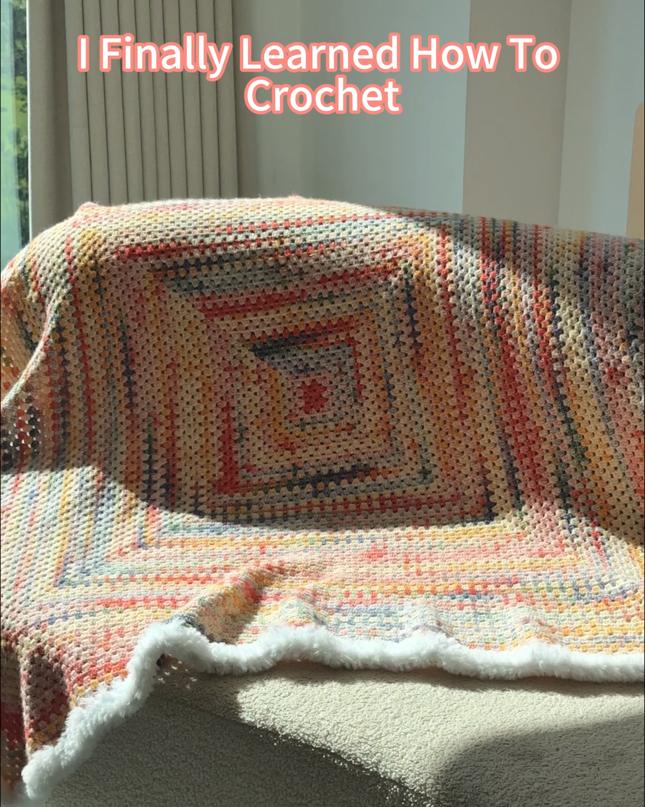 My First Crochet Lesson Became a Blanket