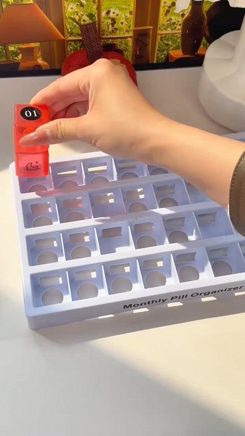 Monthly AM/PM Pill Organizer – Twice-a-Day Medicine & Vitamin Storage with Stickers