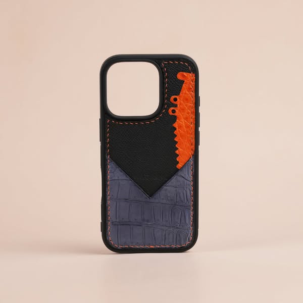 Gray Crocodile Leather Iphone Case with Card Holder - Stupid Alligator