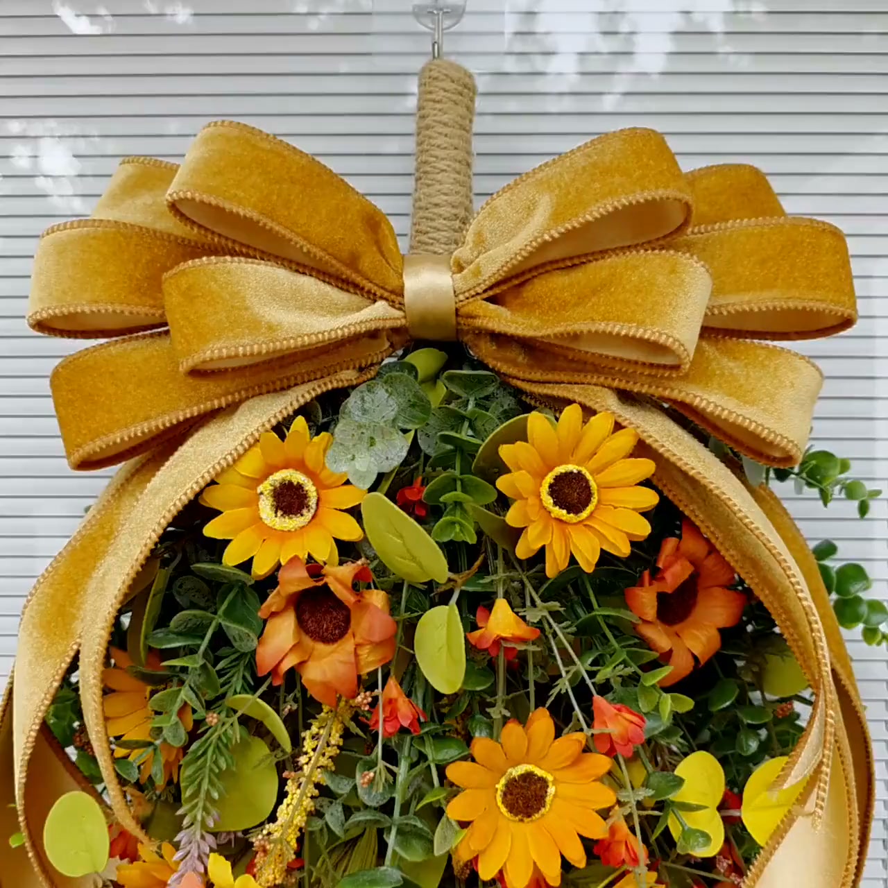 Autumn Sunflower Door Wreath – Rustic Fall Floral Hanging Decoration