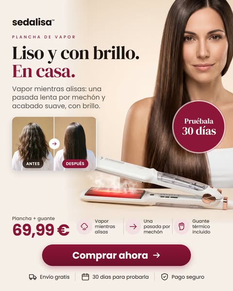 Liso y con brillo. En casa.