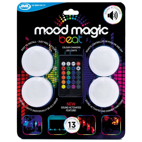 JML Mood Magic Beat Changing LED Light - White - Wilko