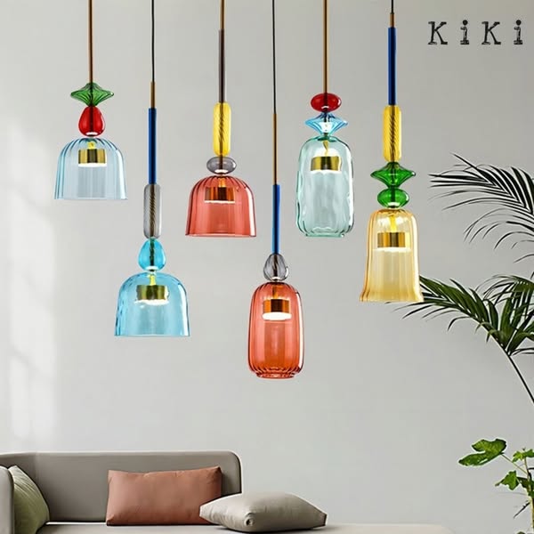 Suspension en verre nervuré Nordic Macaron Flauti