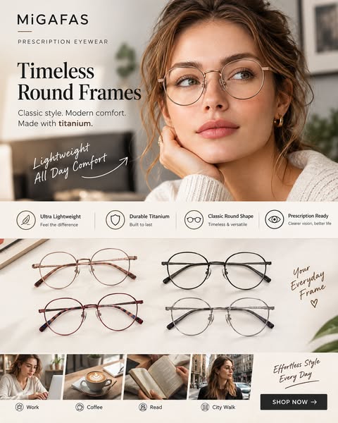 Aerospace-Grade Titanium Crown Panto Eyeglasses - ZR4217 | MiGAFAS