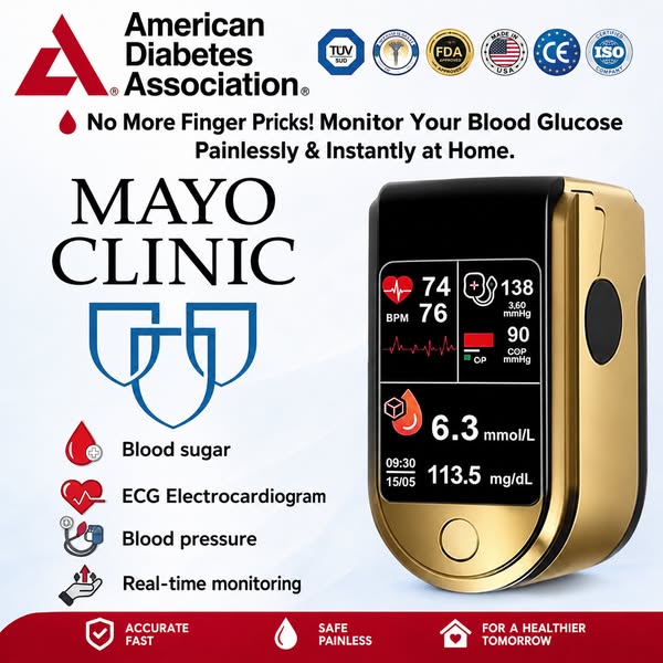 Subsidized Product | Professional-Grade 12-in-1 Blood Glucose & Vital Signs Monitor — Painless, fast, and accurate; FDA-certified (Made i