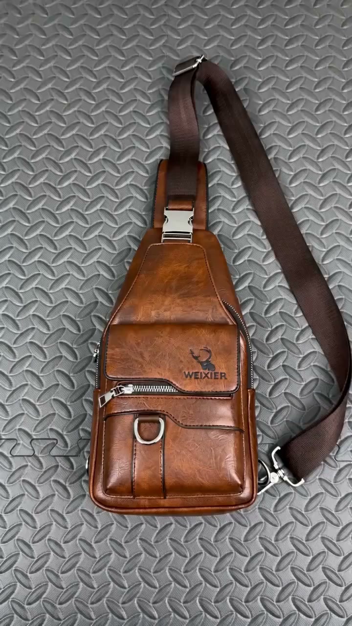50% OFF NOW! Men's Retro Waterproof Faux Leather Sling Chest Bag – Water-Resistant, Intelligent Storage & Ergonomic Comfort