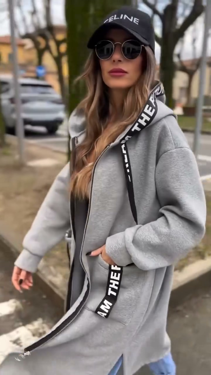 Chaqueta Larga con Capucha Oversize