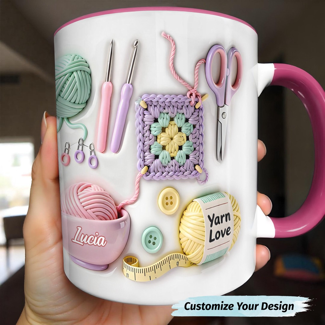Unleash Creativity with Our Personalized Yarn & Crochet Mug! Perfect for Craft Lovers!