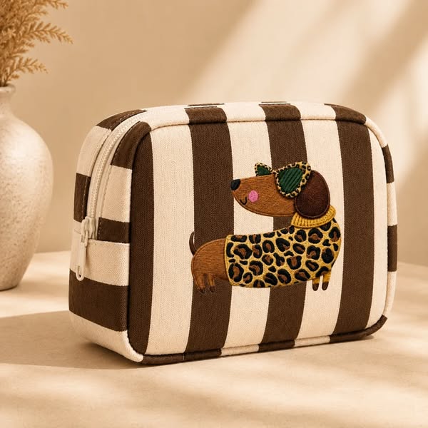 Spotted Dachshund Makeup Bag