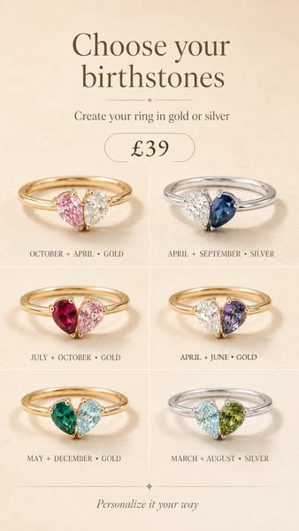 Two birthstones, one heart, one bond