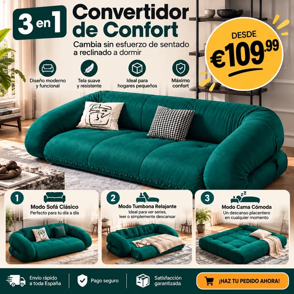 Sofá Cama 3 en 1 Plegable