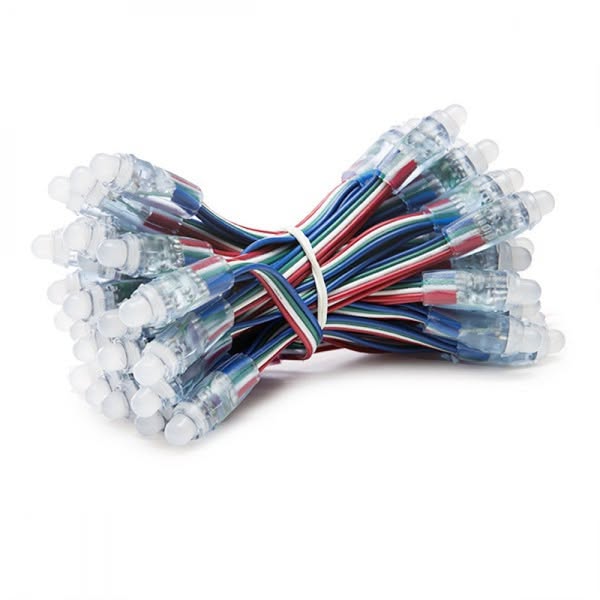 Pixel LED 0.3W 6Lm 12Mm 5V Epistar RGB (String 50 Units) 50,000H [DE-PIX-12-RGB]