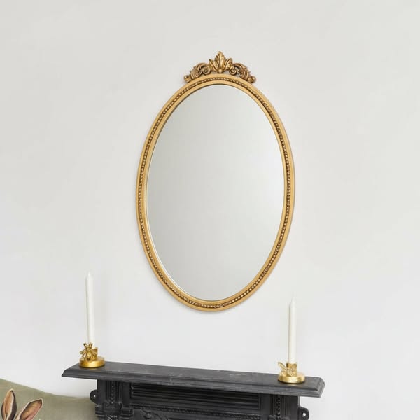 Large Oval Ornate Edge Gold Mirror 80cm x 50cm