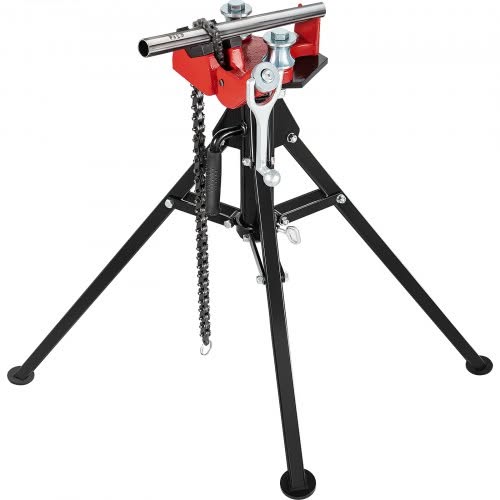 €119.90 VEVOR Tripod Pipe Chain Vise | 1/8"-5" Pipe Capacity | 92.5 cm Length | Portable Folding Steel Legs | Grab Support and Bend Pipes